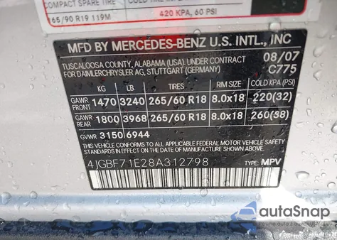 2008 Mercedes-Benz Gl 450 4Matic из США, поврежденный, VIN 4JGBF71E28A312798